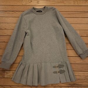 Cynthia Rowley Heather Gray Sweatshirt Dress With Toggle Straps -Size Large